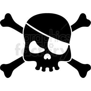 jolly roger skull with eye patch vector clipart