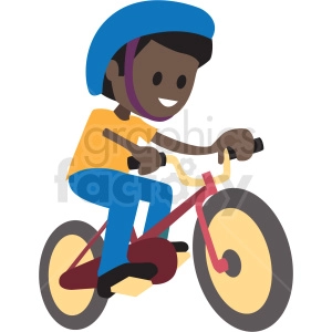 cartoon African American boy riding bike