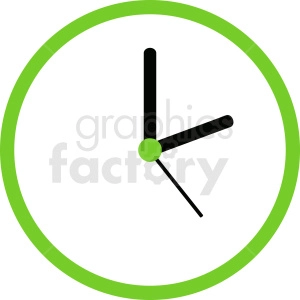 vector wall clock with green edge clipart