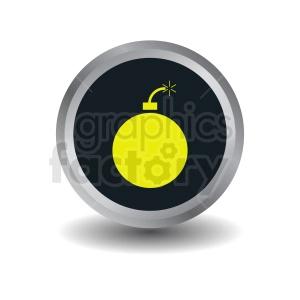 yellow bomb on circle button icon