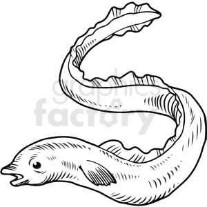black white realistic eel clipart