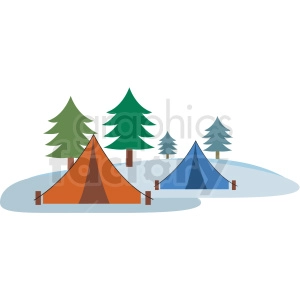 winter camping flat vector icon
