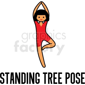 girl doing yoga standing tree pose vector clipart