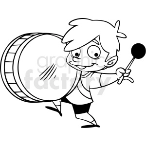 black and white boy playing drum vector clipart