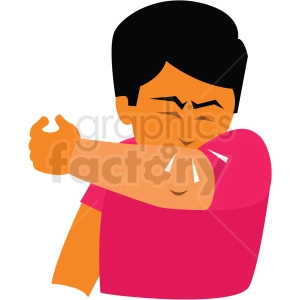 sick person coughing into arm vector clipart