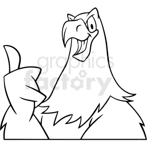 black and white cartoon eagle character vector clipart