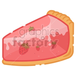 The clipart image shows a slice of cake with red strawberries inside. The cake appears to be a traditional layered cake, with white frosting between the layers and on the top.
