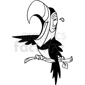 black and white laughing parrot vector clipart