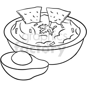 black and white guacamole bowl vector clipart