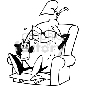 cartoon black and white lemon chillen in lounge chair clipart