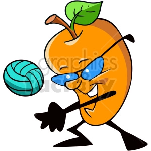 fruit playing volleyball vector clipart