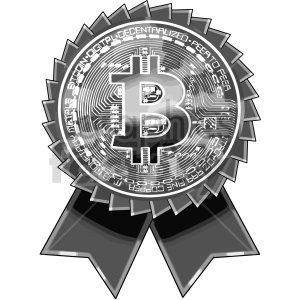 black and white bitcoin award vector clipart