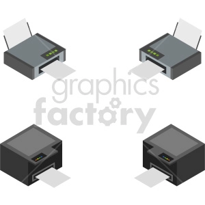 isometric printer vector icon clipart 2