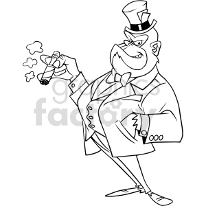 black and white cartoon large ape boss clipart