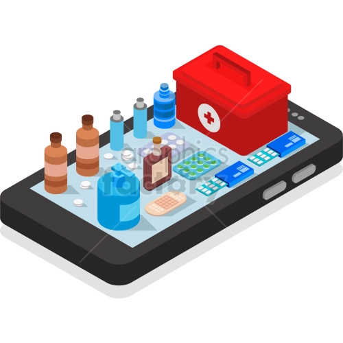 mobile online pharmacy clipart graphic