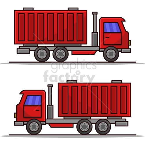 red garbage truck vector graphic