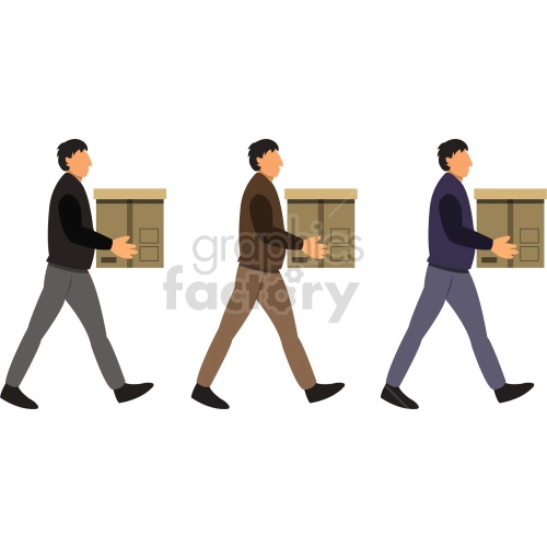 cartoon men carrying boxes vector clipart