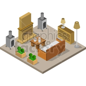 small room isometric vector clipart