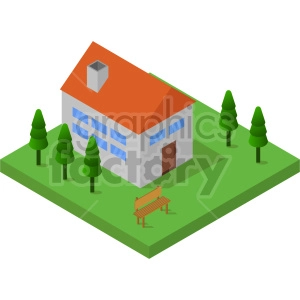 small house isometric vector graphic