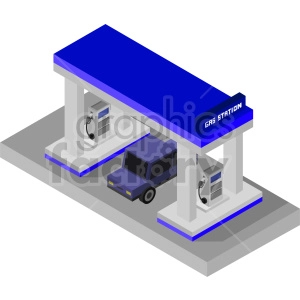 gas station isometric vector graphic