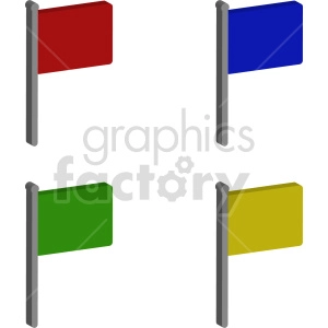 flags isometric vector graphic bundle