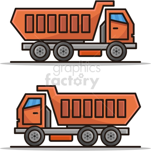 orange dump truck vector graphic set