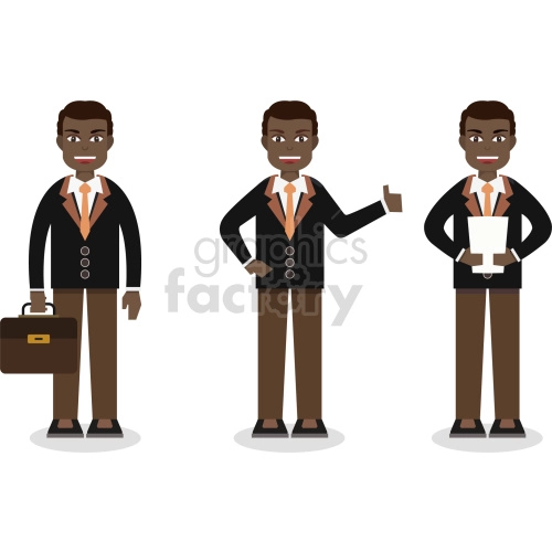 cartoon black business men vector graphic bundle