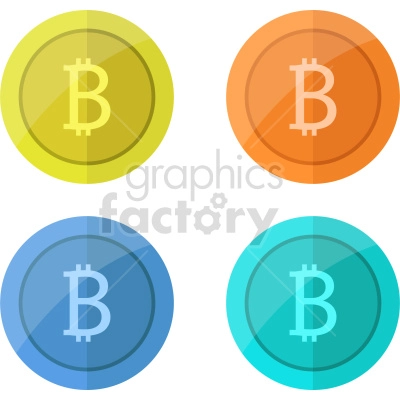 The clipart image shows a collection of icons or symbols related to the digital cryptocurrency called Bitcoin. These icons may include representations of Bitcoin coins, wallets, exchange rates, and other related graphics used in the context of virtual currency.
