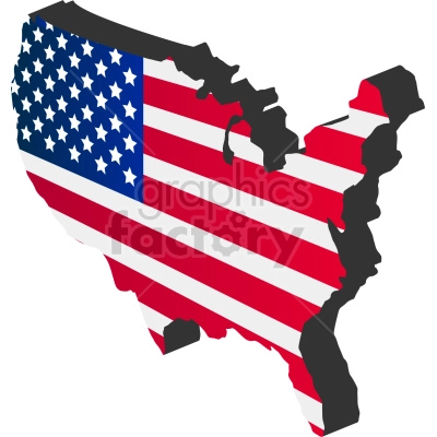 The clipart image shows an icon of the American flag, with red and white stripes and a blue field containing 50 white stars. The stars represent the 50 states of the United States of America, while the stripes symbolize the original 13 colonies that declared independence from Great Britain in 1776.
