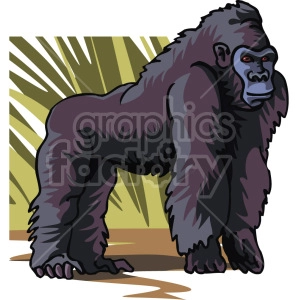 The clipart image shows a gorilla standing on all four. It has grass or reeds in the background