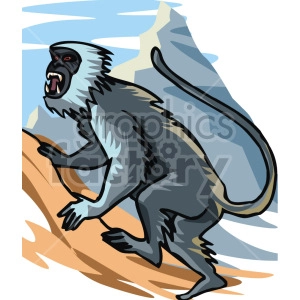 This image shows a small monkey with sharp teeth. It could be a Macaque