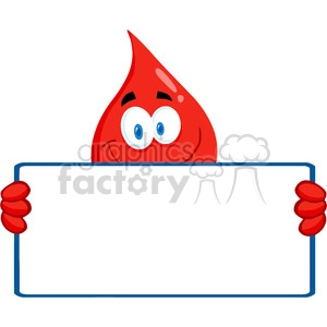 cartoon-blood-drop-with-blank-sign