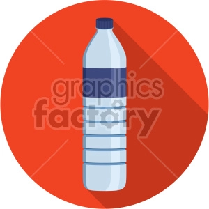 water bottle on orange circle background flat icons