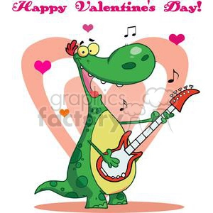 Dinosaur playing a love song for Valentines Day
