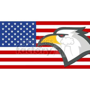 The clipart image shows an American eagle with its head facing towards the left with a stylized American flag in the background. This image represents patriotism and national pride in the United States.
