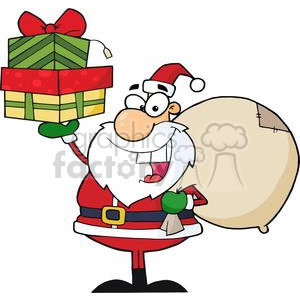 3007-Santa-Holding-Up-A-Stack-Of-Gifts