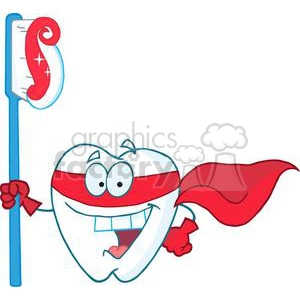 2977-Smiling-Superhero-Tooth-With-Toothbrush