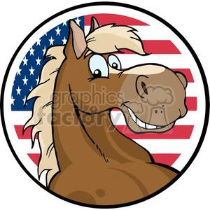happy horse in front of an American flag
