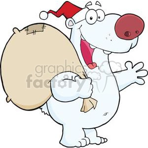 3432-Happy-Santa-Polar-Bear-Waving-A-Greeting