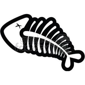 The clipart image depicts a stylized fish skeleton, which is often used to represent a fish bone or the remains of a fish after it has been eaten.