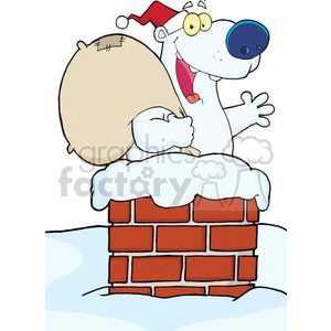 3440-Happy-Santa-Polar-Bear-Waving-A-Greeting-In-Chimney