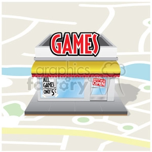 vector game storefront on a map