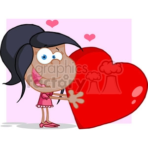 African-American-little-girl-holding-big-heart-with-pink-background