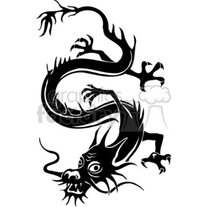 The image shows a black and white clipart or vector representation of a Chinese dragon. The dragon is designed in a stylized manner suitable for vinyl cutting or as a tattoo template. It features the iconic sinuous body, sharp claws, and fierce dragon head with horns and a wavy mane, embodying the traditional characteristics of Chinese dragons often associated with power, strength, and good fortune.