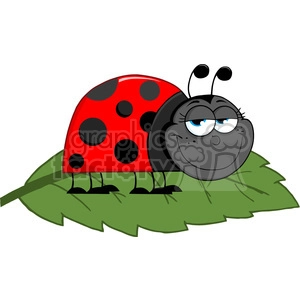4641-Royalty-Free-RF-Copyright-Safe-Happy-Ladybug-On-A-Leaf