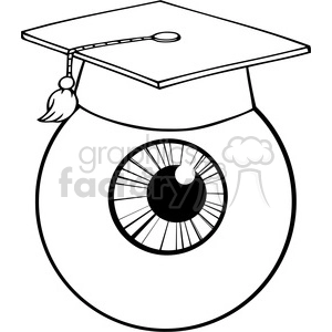 12821 RF Clipart Illustration Eye Ball Cartoon Character With Graduate Cap
