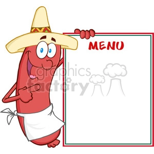 Happy Sausage With Mexican Hat Showing Menu