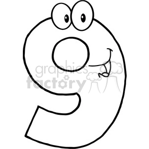 5019-Clipart-Illustration-of-Number-Nine-Cartoon-Mascot-Character