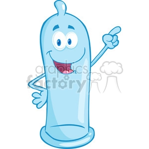 5162-Condom-Cartoon-Mascot-Character-Holding-A-Finger-Up-Royalty-Free-RF-Clipart-Image