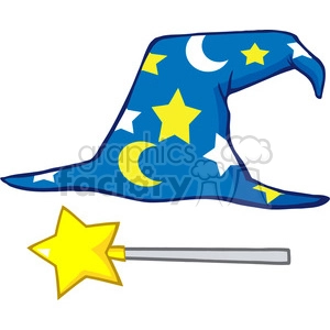 Clipart of Wizard Hat And Magic Stick